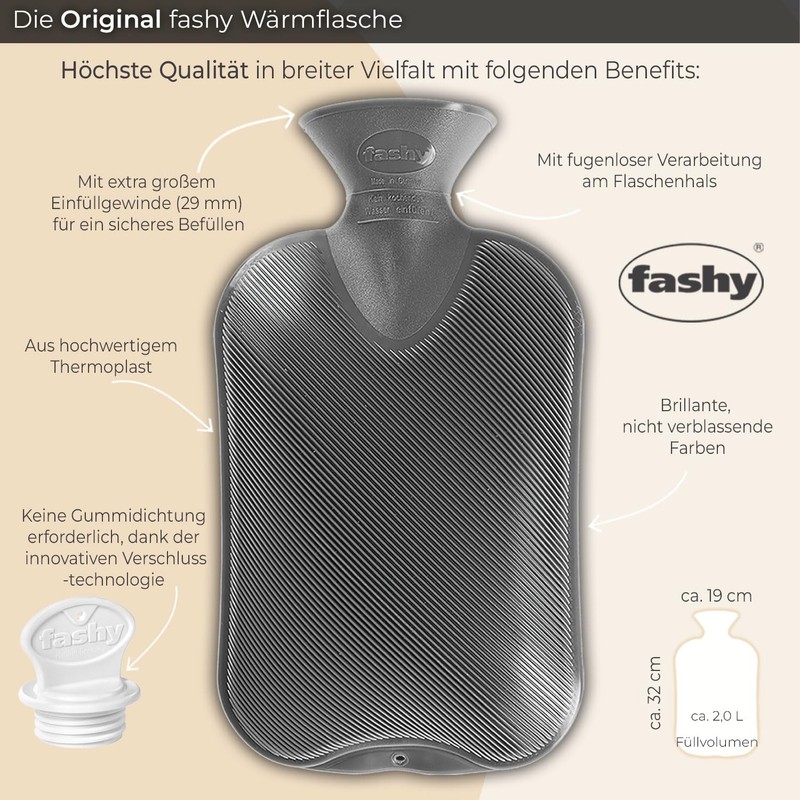 Fashy 2.0 Litre Cranberry Plain Hot Water Bottle