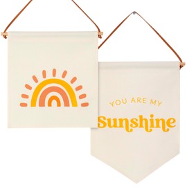 Beautiful Nursery Wall Decor Set of 2 - Cute Hanging Pennant For Baby and Kids Play Room - The Perfect Playroom Wall Signs For Toddler Boy and Girl