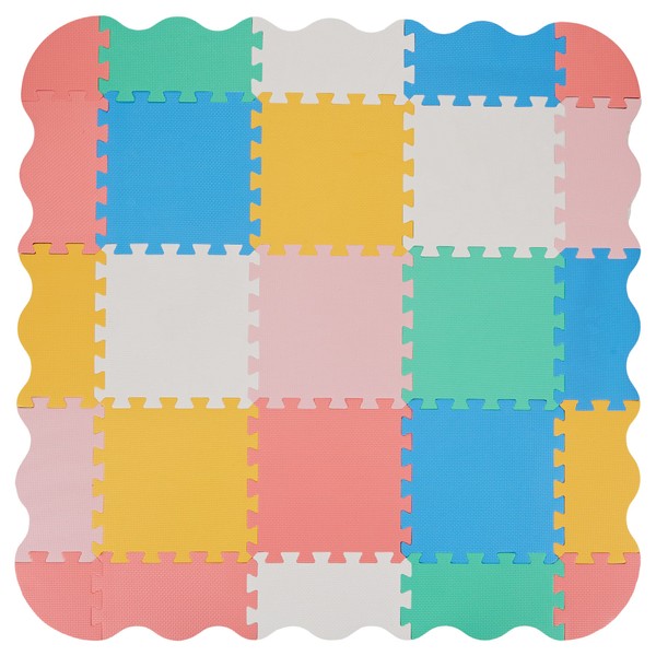 PLAY 10 Foam Baby Play Mat, Puzzle Play Mat, Foam Floor Tiles for Kids, Baby Playmat 45×45 Multi Color Grid 25 Pieces