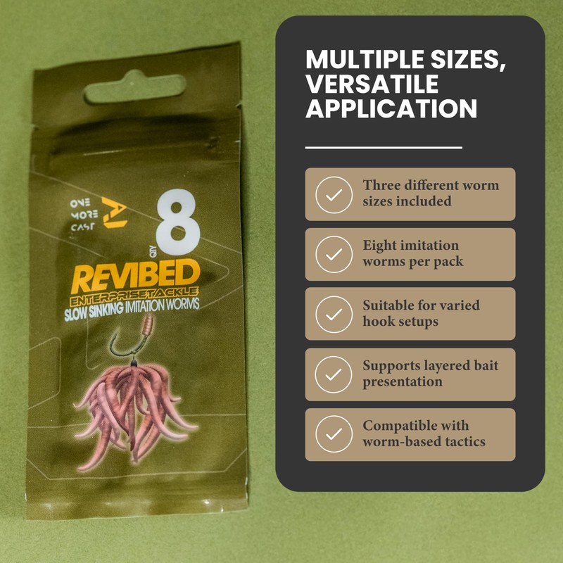 OMC Revibed Imitation Worms 8pcs - Artificial Fishing Worm Bait