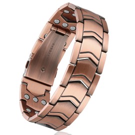 Jeracol 99 % reines Kupfer-Armband für Herren, magnetisches Armband für Herren, mit 3 ultrastarken Magneten, Kupferarmband mit Einstellwerkzeug und Schmuck-Geschenkbox