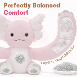 Karister Weighted Microwaveable & Freezable Axolotl Stuffed Animal, Hugable 4lb Salamander Plush with 38" Long Weighted Arms, 14“ Pink Axolotl Plushie Christmas Birthday Gift for Kids Adults
