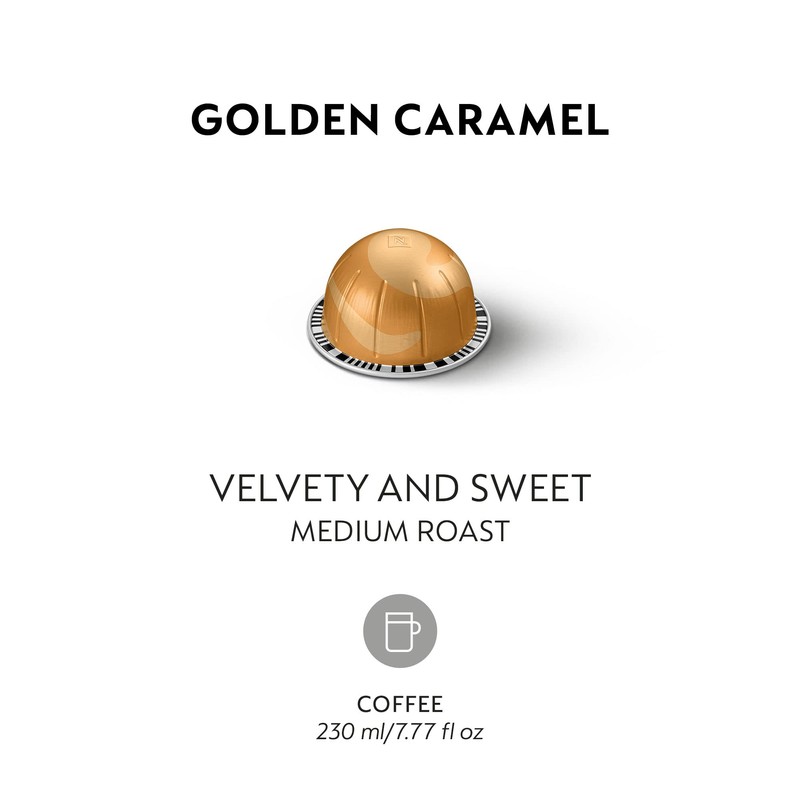 Nespresso Capsules Vertuo, Golden Caramel, Medium Roast Coffee, 30 Count