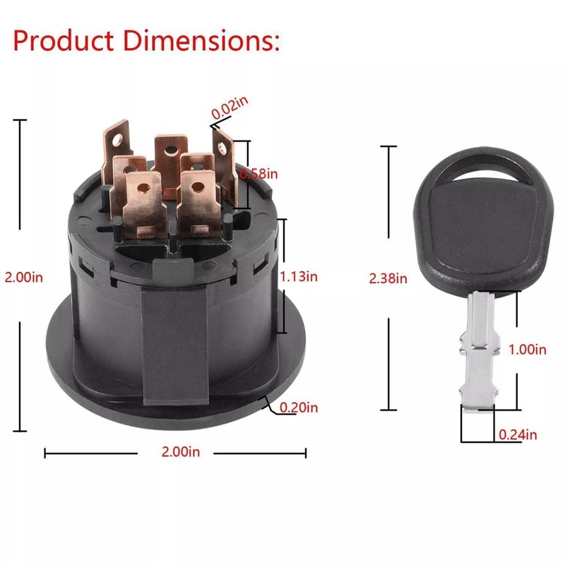 Ignition Switch with Key 7 terminals Fit for Craftsman Husqvarna