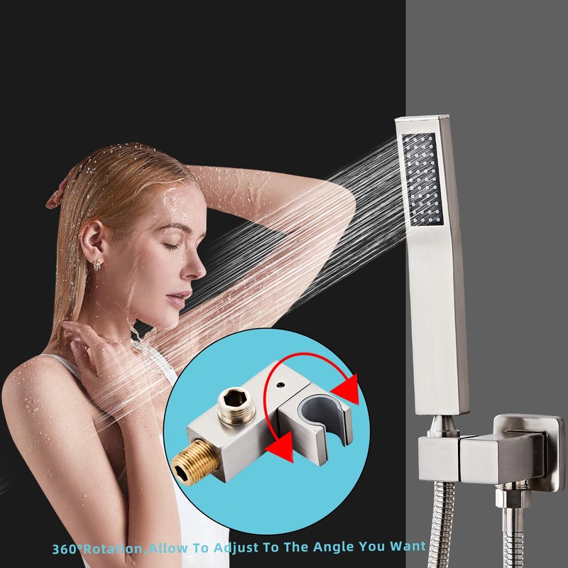High Pressure Brass Handheld Shower Head,Square Shower Head with Wall