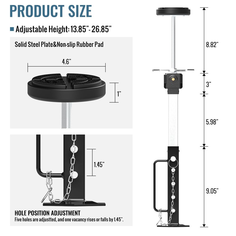 Adjustable Camper Slide Out Support Jacks from 13.8"-26.8", 2 PCS