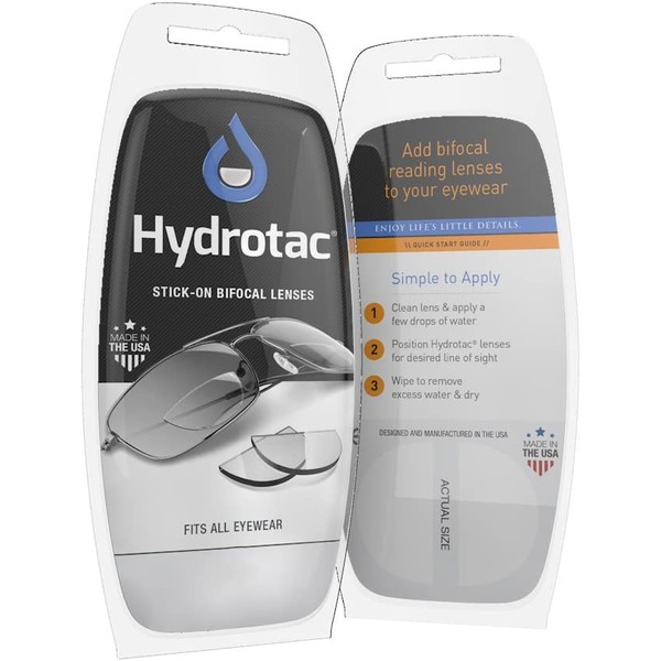 Calabria Hydrotac OPTX 20/20 Stick On BiFocal Reading Lenses +1.50