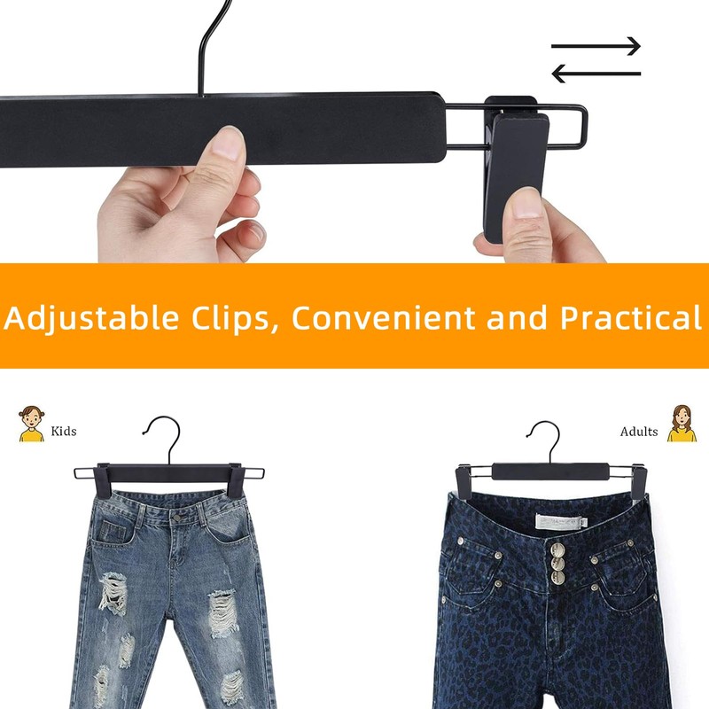 NORTHERN BROTHERS Pants Hangers 10 Pack – Black Plastic Pant