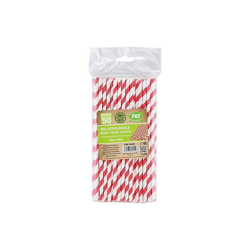 Party Paper Solutions 50 x Bendy Red and White Stripe