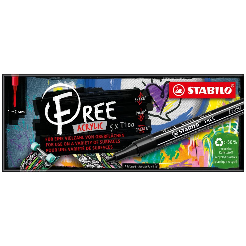 Acrylic Marker - STABILO Free Acrylic T100 1-2mm Bullet Tip