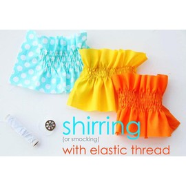 Black and White Shirring Elastic Thread for Sewing, Bobbin Work, Smocking, Knitted Cuffs and Gathering Fabrics 20m Roll (White Pack of 1)