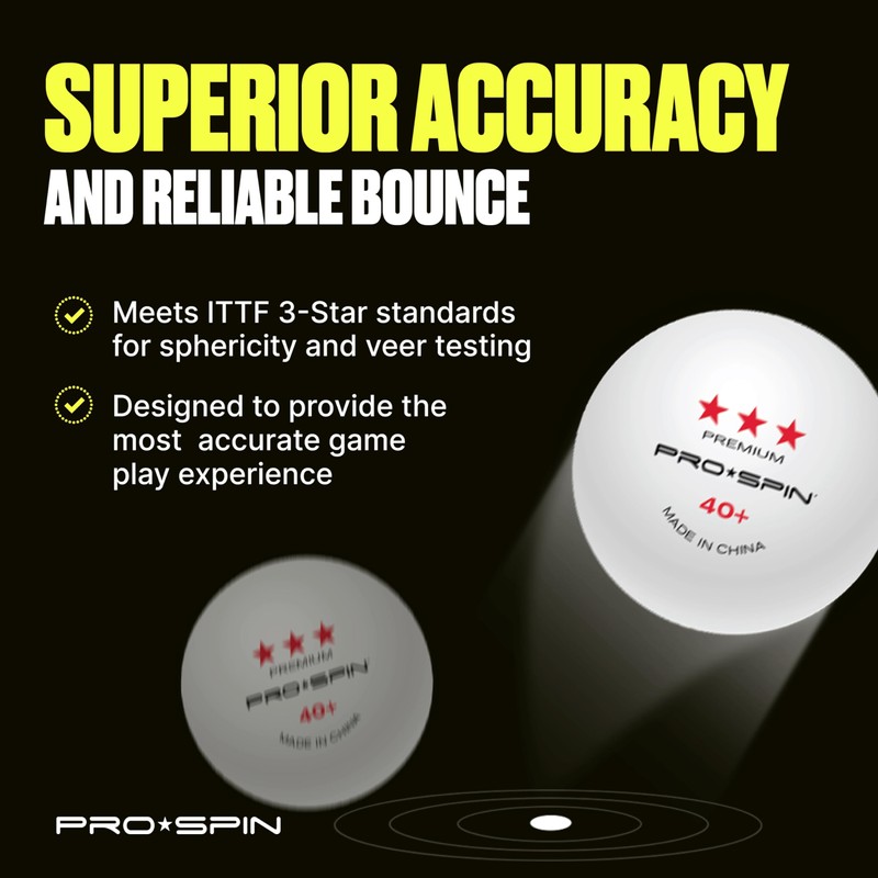 PRO SPIN Ping Pong Balls - Premium 3-Star Competition Level
