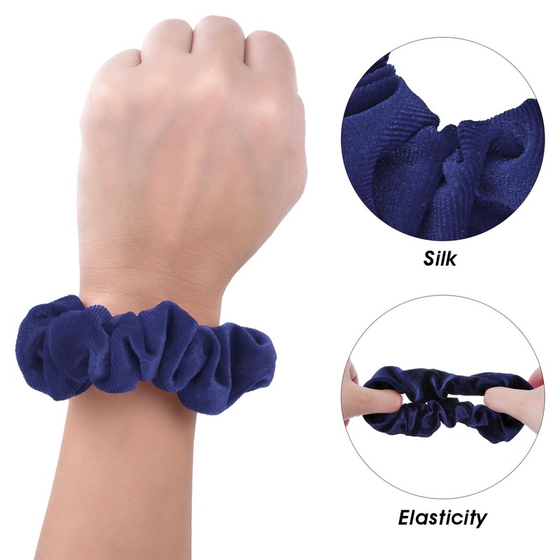 WLLHYF 2 Pcs Pink Velvet Hair Scrunchies Hairs Bands, Navy