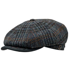 Sterkowski Malone | Vintage Harris Tweed Mens Flat Cap | Classic Retro Thomas Shelby Cap Mens Wooly Hat Peaky Style Hat Victorian Yorkshire Grandad Cap UK 6 5/8 Blue Check