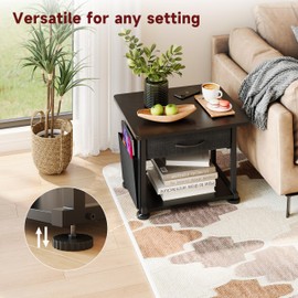 RoleDec 2 Tier Industrial-Grade Printer Stand with Storage, Printer Table with Storage & Drawer, Heavy Duty Shelf for Small Space, Office Organization for Home Office (Obsidian Black)