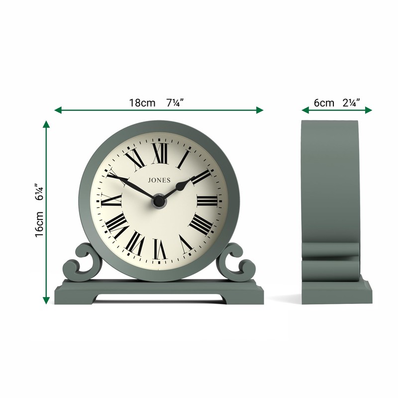 JONES CLOCKS® Saloon Table Clock | Traditional Double Scroll Design