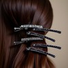 4Pcs Black Rhinestone Hair Clips - Shiny Crystal Barrettes and