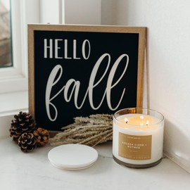 Calyan Wax Co. Golden Cider & Nutmeg 3 Wick Scented Candle - 43 Hour Burn - Luxury 3 Wick Soy Candles - Non Toxic Soy Wax Candles - Long Lasting Large Glass Jar Candle for Home - 14.9oz