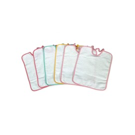 Set of 6 Pure Cotton Aida Canvas Embroidered Baby Bibs - Pack of 6