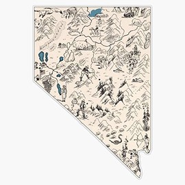 Nevada Vintage Picture Map Bumper Sticker Window Vinyl Decal 5"