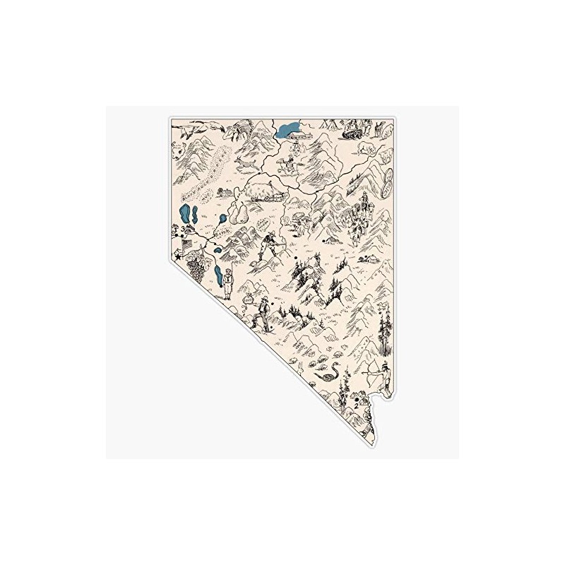 Nevada Vintage Picture Map Bumper Sticker Window Vinyl Decal 5"