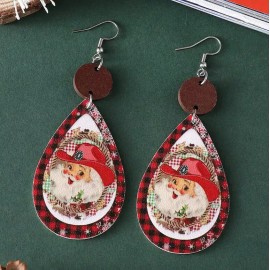 Unbranded Christmas - Western Santa Claus Faux Leather Earrings