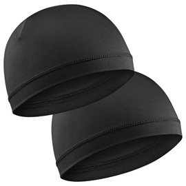 2 Pcs Silk Wave Cap Men Black Good Compression Over Durag for Men Silky Unisex Adults Women Soft Breathable Stain Cap Thick Hair Style Fit Running Hiking Racing Motorcycle Riding 9.84 × 6.30 Inches