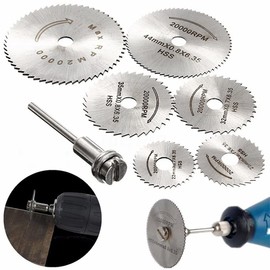 Cutting Wheel Set for Rotary Tool,6pcs 1/8" HSS High Speed Steel Circular Saw Blades with Shank Extension Rod for Wood Plastic Metal Cutting