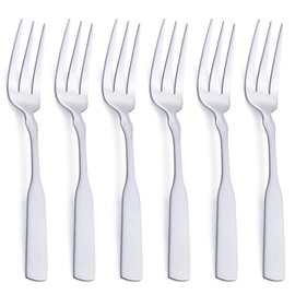FULLYWARE 3-Tine Fork, Stainless Steel 7.6” Dinner Silverware Fork, Metal Cocktail Dessert Forks, 6-Piece