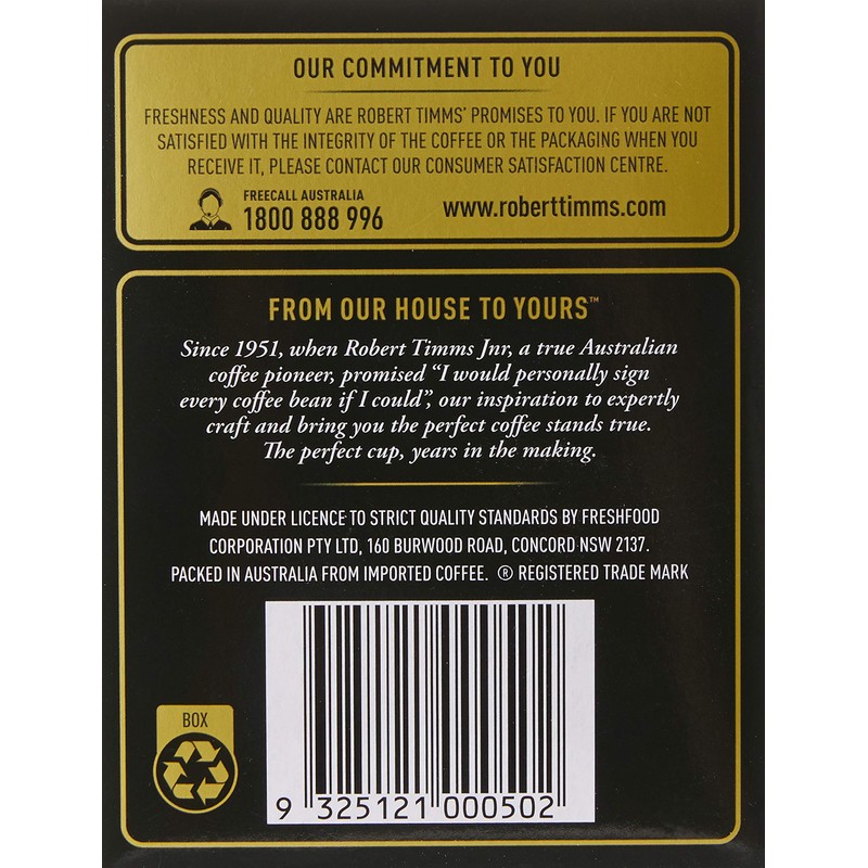 The House of Robert Timms Italian Espresso Coffee Bags (18