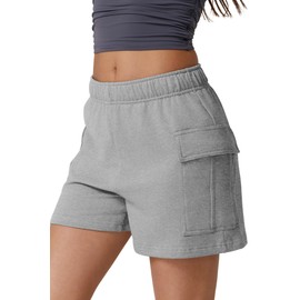 QINSEN Womens Sweat Shorts Casual Lounge Cotton Shorts High Waist Summer Shorts Grey S