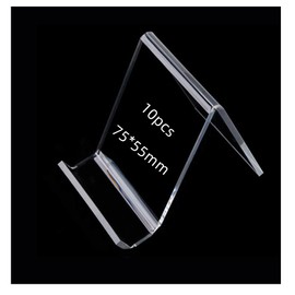 10 Pieces Transparent Acrylic Book Stand for Display - Clear N/C Shape Flat Back Plexiglass Brochure Easel for Books, Notebooks (75*55mm)