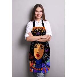Wasach Beautiful young afro-american fashion model Apron,Adjustable Neck Bib Apron for Men Women,Suitable for Kitchen Cooking Waitress Chef Apron
