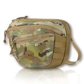 M-Tac Tactical Large Crossbody Bag for Men - Concealed Carry Sling - Multicam/Coyote CCW Chest Bag - Elite Sphaera Shoulder (Hex, Loop Panel)