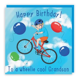 Hunts England - Grandson Boys BMX Bike Childrens Birthday Card - Happy Birthday! - To A Wheelie Cool Grandson - Adventurers Collection