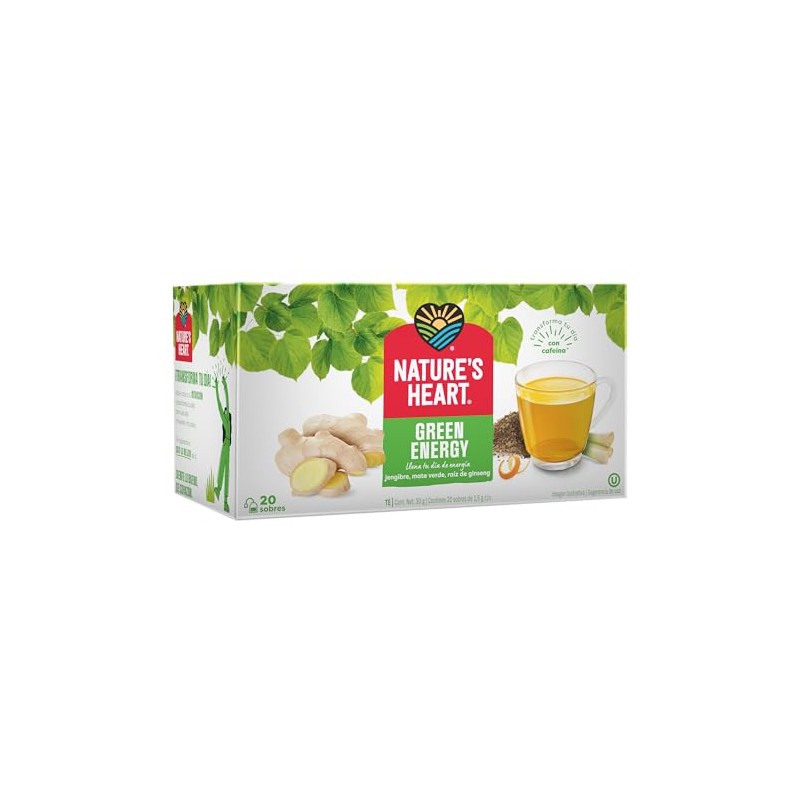 Nature's Heart Te Green Energy, Te verde, ginsen, 30 gramos