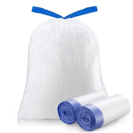 Trash Bags 6 Gallons Drawstring Garbage Bags 60 Count for Office, Living Room, Kitchen and Bathroom Trash Cans- Thickened, Stretchy, Unscented