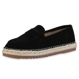 VAN HILL Women's Espadrilles Raffia Tread Sole, black