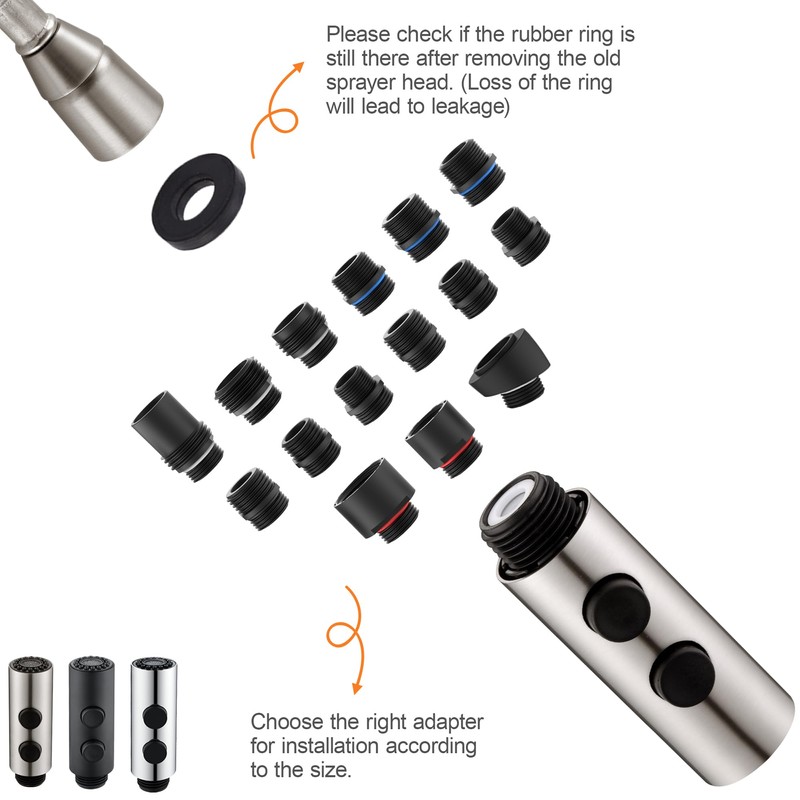 TIORIY Metal Kitchen Faucet Head Replacement, Pull Down Spray Head