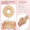 S-noilite Messy Bun Hair Piece Human Hair, Straight Bleach Blonde
