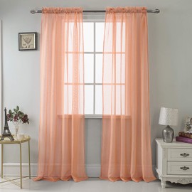 RT Designers Collection PNC04324 Celine Sheer 55x90 Rod Pocket Curtain Panel, Coral