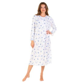 Suzy & Me Ladies Cuddleknit Long Sleeve Nightdress (BLUE L-XL)