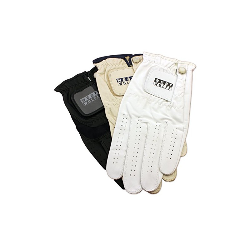 Wolff 3-Pack Mens Leather Golf Gloves Worn on Right Hand