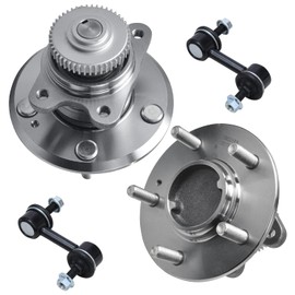 Detroit Axle - 4pc Rear Wheel Bearing Hubs Kit for 2006-2009 Hyundai Sonata 2 Wheel Bearing Hubs Assembly 2 Stabilizer Sway Bar End Links 2007 2008 Replacement