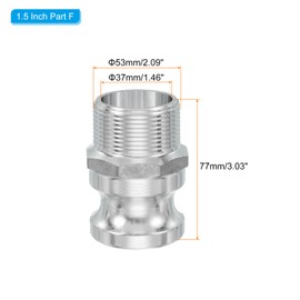 PATIKIL 2 Pack 1.5" Aluminum Cam Lock Fittings - Male Adapter x Female NPT Thread, Quick Disconnect Coupling Cam Lock Hose Fitting, Corrosion Resistant (Part F Cam Groove Type)