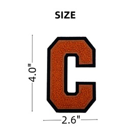 1 PCS 4.0" Brown Chenille Letter Patches, Iron on Patches for Hats Clothes Bags Backpacks Jeans, Initial Large Varsity Letters,DIY Accessories (Letter C)