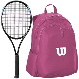 Wilson Six LV Tennis Racquet (4 1/8" Grip) Bundled with (1) Wilson Advantage 2.5 Tennis Backpack (Pink)