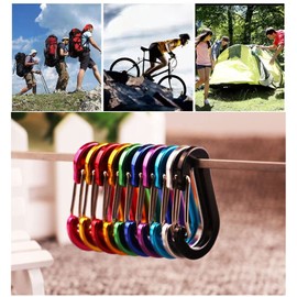 8PCS Small Keychain Clips Mini Carabiner - 5 cm Aluminum Durable Quick Release Auto Locking D-Shape Spring Loaded Wire Gate Clip for Home, Rv, Camping, Fishing, Hiking, Traveling and Sports