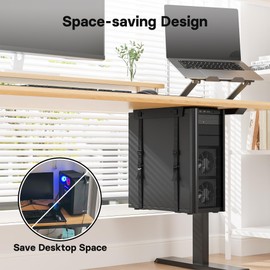 BONTEC Adjustable PC Holder, Computer Mount Undertable, CPU Holder Under Desk, Adjustable Straps for up to 180 cm PC Holder Undertable, Alloy Steel, Desktop