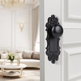 ToPToToo Matte Black Dummy Door Knob Interior, Antique Old Style Door Knob Replacement for Closet Vintage Bifold Cabinet Dummy Door Handles No Lock,2 Pack